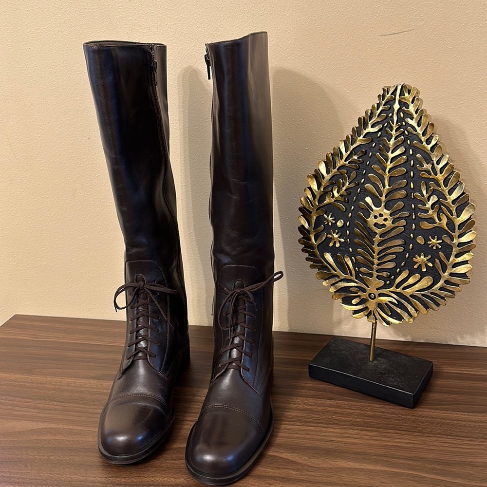 Talbots women’s tall riding boots dark Brown Leather size 8M NEW